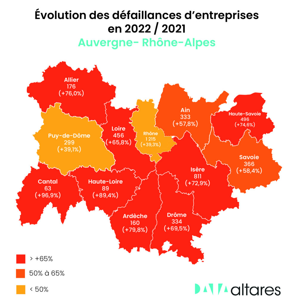 carte défaillances d'entreprises aura