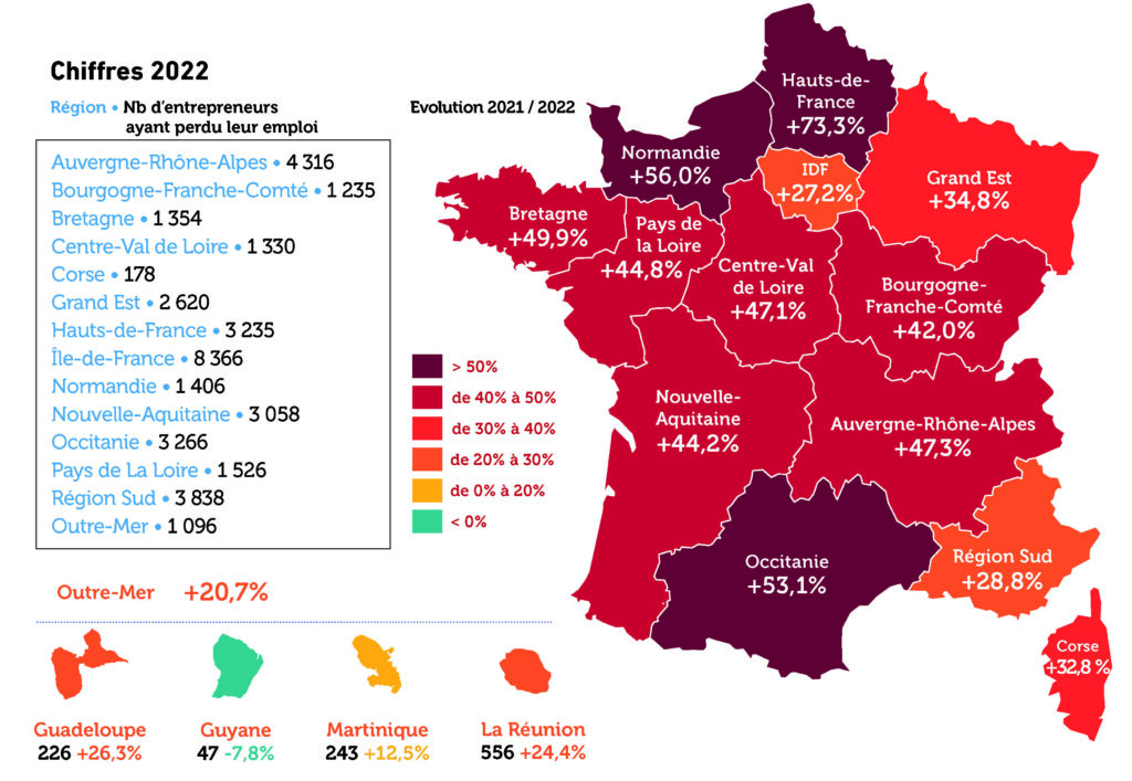 perte d'emploi des entrepreneurs 2022 carte