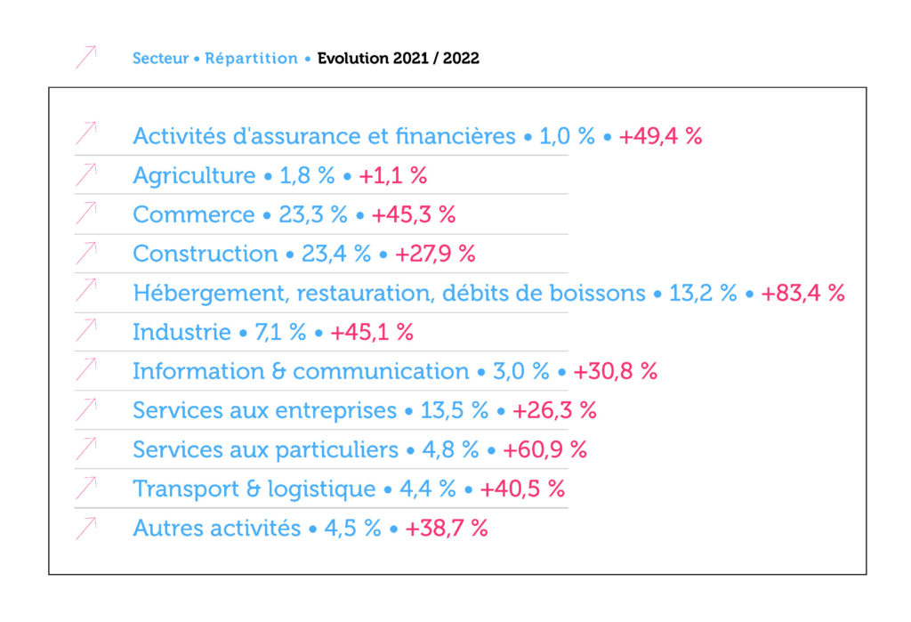 perte d'emploi des entrepreneurs 2022 par secteur